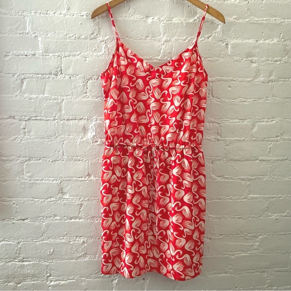 Porridge Dresses & Skirts - Anthropologie Porridge Swan Print Mini Dress Red White Festival Cottage Boho S
